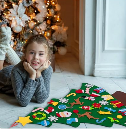 Kids' DIY Felt Christmas Tree with lights