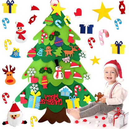 Kids' DIY Felt Christmas Tree with lights